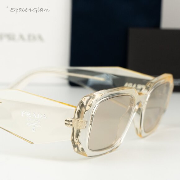 BRAND NEW Prada PR17WS 19X30N Clear Champagne Platino Mirror Unisex Sunglasses - Picture 1 of 9